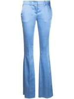 Philipp Plein pantalon évasé en satin - Bleu