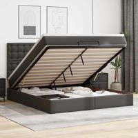 Ottoman bed met matras en LED's 160x200cm kunstleer zwart