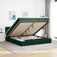 Ottoman bed met matras en LED's 160x200cm fluweel donkergroen