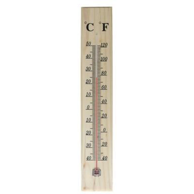 Gerimport Thermometer - hout - 39 x 7 cm - naturel - tot 50 graden Celsius