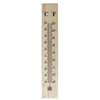 Gerimport Thermometer - hout - 39 x 7 cm - naturel - tot 50 graden Celsius