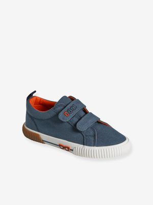 Stoffen sneakers met klittenband voor kinderen indigoblauw