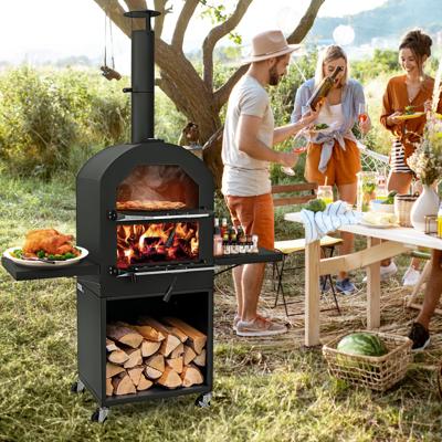 Houtgestookte Pizzaoven voor Buiten met Beschermhoes 305 cm Pizzasteen Pizzaschep & Grillroosters