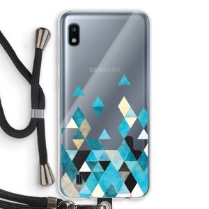 Gekleurde driehoekjes blauw: Samsung Galaxy A10 Transparant Hoesje met koord
