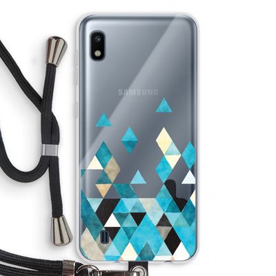 Gekleurde driehoekjes blauw: Samsung Galaxy A10 Transparant Hoesje met koord