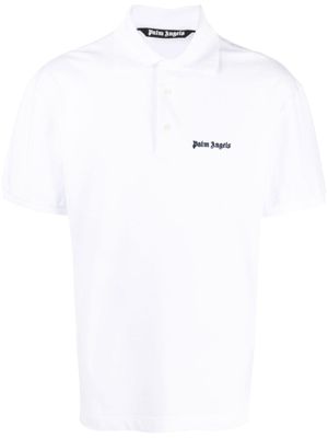 Palm Angels polo à logo brodé - Blanc