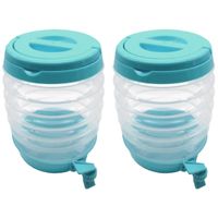 Drankdispenser - 2x - opvouwbaar- groen - kunststof - 3,5 liter - D15 x H21 cm - thumbnail