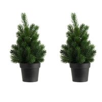 2x stuks kunstboom/kunst kerstboom groen 22 cm - thumbnail