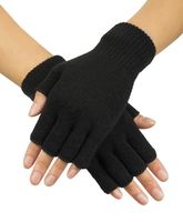 Vingerloze handschoenen zwart gebreid - thumbnail