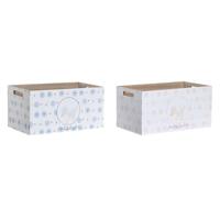 Opbergbak DKD Home Decor Blauw Roze Hout MDF 36 x 21 x 18 cm (2 Stuks)
