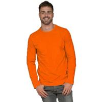 Lange mouwen/longsleeve stretch t-shirt - oranje - heren - Herenkleding - thumbnail