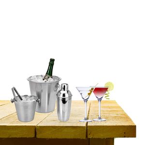 Complete bar set met 4x Martini cocktailglazen en cocktailshaker