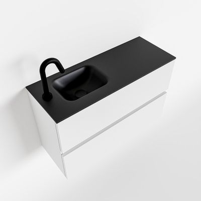 Toiletmeubel Mondiaz Ada | 80 cm | Meubelkleur Talc | Lex wastafel Urban Links | 1 kraangat