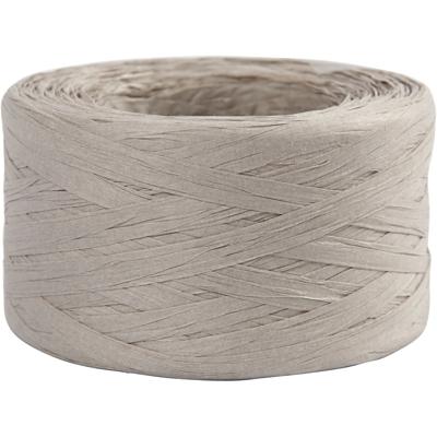 Creativ Company Papier raffia garen, b: 7-8 mm, lichtgrijs, 100 m/ 1 rol