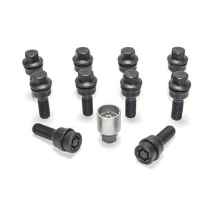 H&R Wielboutenset bolkonisch R14 M14x1.50 - Lengte 30mm - Zwart - 10 stuks (bv. Audi Q3, Q5) - incl. HRB1453007ASET