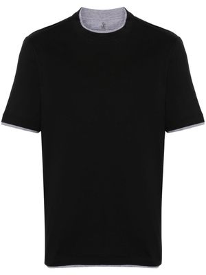Brunello Cucinelli t-shirt à effet superposé - Noir