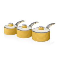 Swan Retro 3 delige Set Steelpannen Geel - LAATSTE KANS