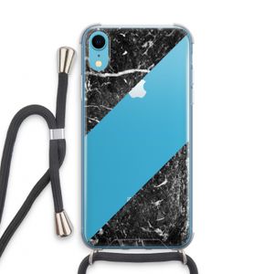 Zwart marmer: iPhone XR Transparant Hoesje met koord