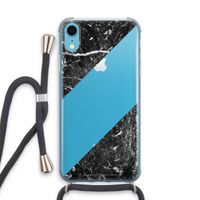 Zwart marmer: iPhone XR Transparant Hoesje met koord