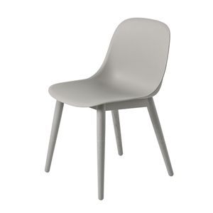 Muuto Fiber Side Chair Stoel, houten poten Grijs Muuto Fiber Side Chair Stoel, houten poten Grijs