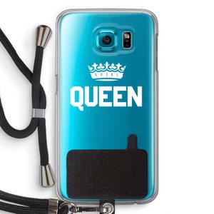 Queen zwart: Samsung Galaxy S6 Transparant Hoesje met koord