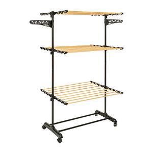 Wasrek/droogrek - zwart - metaal - 78 x 67 x 150 cm - staand