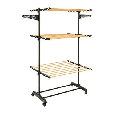 Wasrek/droogrek - zwart - metaal - 78 x 67 x 150 cm - staand