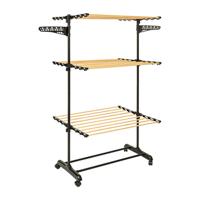 Wasrek/droogrek - zwart - metaal - 78 x 67 x 150 cm - staand