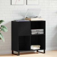 Platenkast met plank Zwart eiken 85 x 38 x 89 cm Bewerkt hout