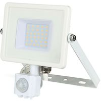 LED Bouwlamp 30 Watt met Sensor - LED Schijnwerper - Viron Dana - Helder/Koud Wit 6400K - Mat Wit - Aluminium - SAMSUNG LEDs