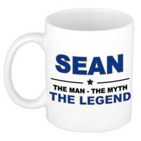 Sean cadeau mok - man myth legend - naam koffiemok / beker - wit en blauw - 300 ml