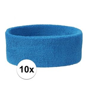 10x Hoofd zweetbandje aqua blauw