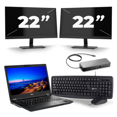 Fujitsu Lifebook E549 - Intel Core i3-8e Generatie - 14 inch - 8GB RAM - 256GB SSD - Windows 11 Home + 2x 22 inch Monitor Fujitsu Lifebook E549 - Intel Core i3-8e Generatie - 14 inch - 8GB RAM - 256GB SSD - Windows 11 Home + 2x 22 inch Monitor