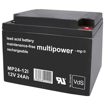 multipower MP24-12I Loodaccu 12 V 24 Ah Loodvlies (AGM) (b x h x d) 166 x 125 x 175 mm M5-schroefaansluiting Onderhoudsvrij, Geringe zelfontlading,