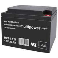 multipower MP24-12I Loodaccu 12 V 24 Ah Loodvlies (AGM) (b x h x d) 166 x 125 x 175 mm M5-schroefaansluiting Onderhoudsvrij, Geringe zelfontlading,