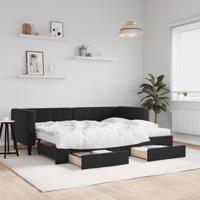 Slaapbank met onderschuifbed en lades 80x200 cm fluweel zwart