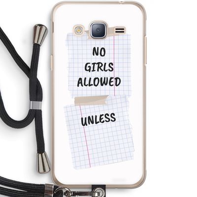 No Girls Allowed Unless: Samsung Galaxy J3 (2016) Transparant Hoesje met koord