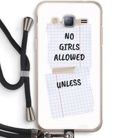 No Girls Allowed Unless: Samsung Galaxy J3 (2016) Transparant Hoesje met koord
