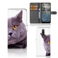 Nokia 2.4 | Telefoonhoesje | Met pasjeshouder | Kat