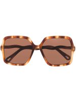 Chloé Eyewear lunettes de soleil oversize à effet écailles de tortue - Marron