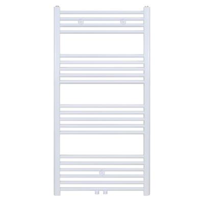 Handdoekradiator Belrad | 120x60 cm | Midden aansluiting | 558 watt | Wit geborsteld