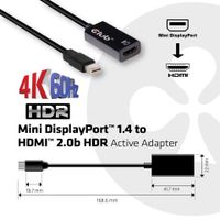 CLUB3D Mini DisplayPort 1.4 to HDMI 2.0a HDR Active Adapter - thumbnail
