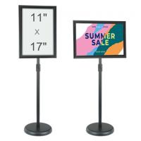 VEVOR Informatiestandaard 420 x 297 mm verticaal en horizontaal verstelbare posterstandaard, robuuste vloerstaande bordhouder met ronde voet voor displays, reclame en buitengebruik zwart