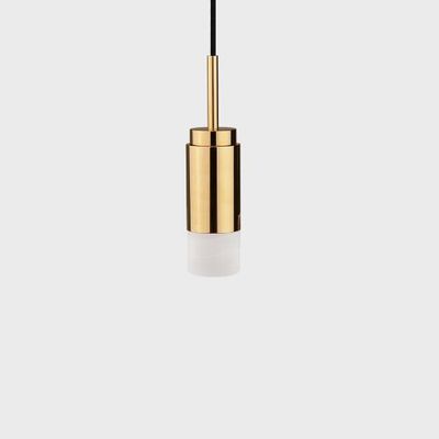 Anour Donya Onyx Cylinder Hanglamp - Witte kap - Gepolijst messing Anour Donya Onyx Cylinder Hanglamp - Witte kap - Gepolijst messing