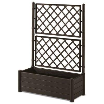 STEFANPLAST Rechthoekige bloembak met rooster - Houten afwerking - 100 x 43 x H 142 cm - 80 L - Moka