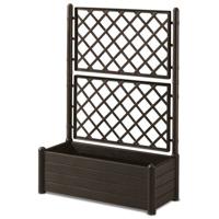 STEFANPLAST Rechthoekige bloembak met rooster - Houten afwerking - 100 x 43 x H 142 cm - 80 L - Moka