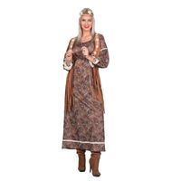 Jurk hippie lang bruin paisley