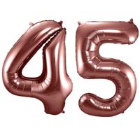 Folat Verjaardag Leeftijd folieballonnen - 45 jaar - rose goud - 86 cm - cijferballon groot