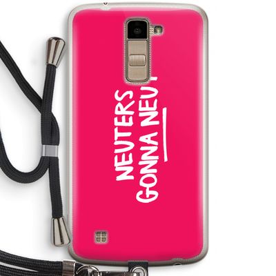 Neuters (roze): LG K10 (2016) Transparant Hoesje met koord