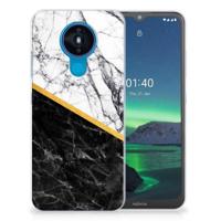 Nokia 1.4 | TPU | Siliconen hoesje | Marmer Wit Zwart - Origineel Cadeau Man